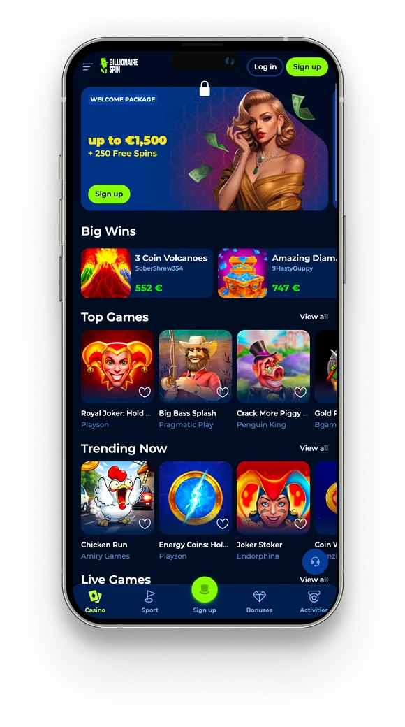 Billionarespin mobile app